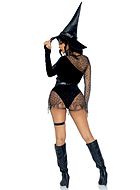Witch, teddy costume, velvet, long sleeves